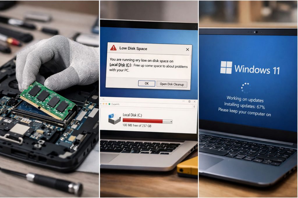 laptop upgrades memory windows disk